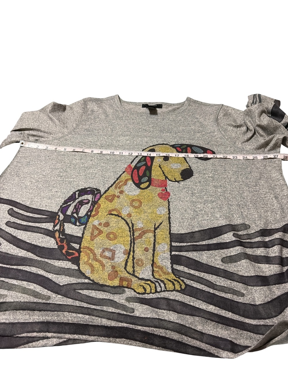Ali Miles 2X Gray Whimsical Dog Graphic Tunic Top 3/4 Sleeve Stretch - Picture 6 of 9